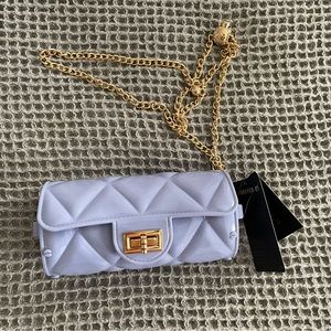 NWT Faux leather quilted crossbody bag with gold clasp and chain strap